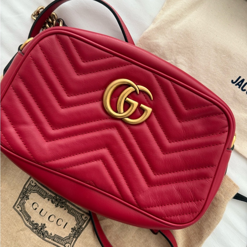 Gucci Red Chevron Crossbody Bag